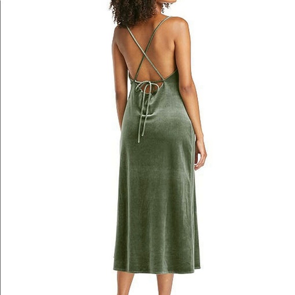 Cowl-Neck Velvet Midi Slip Dress - Picture 2 of 5